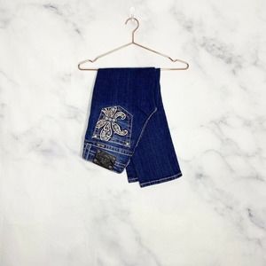 Miss Me Boyfriend Capri Mid Rise Fleur De Lis